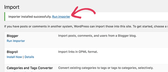 Installing the importer in WordPress.org