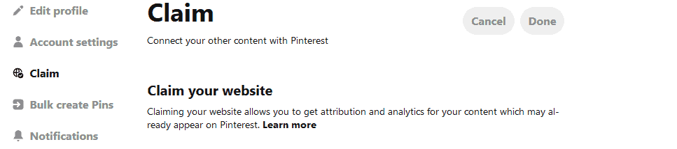 how to claim your website on Pinterest